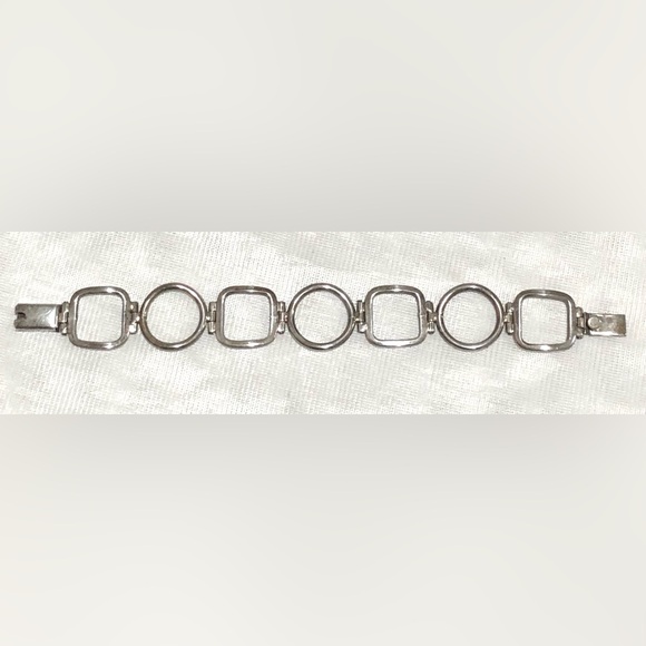 925 sterling Silver Geometric Link Bracelet - Picture 8 of 10